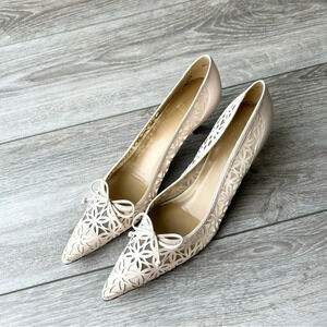 Stuart Weitzman Light Pink Lace Leather Pumps